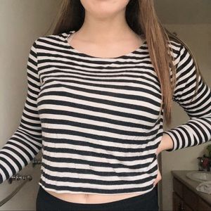 long sleeve striped crop top